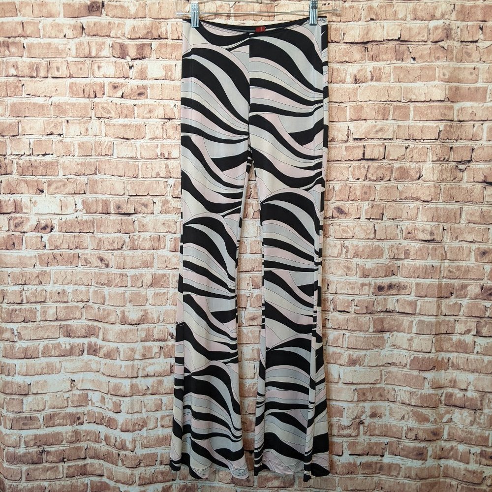 Wide leg pants Zebra-ish Print Check Measurements for SIZE